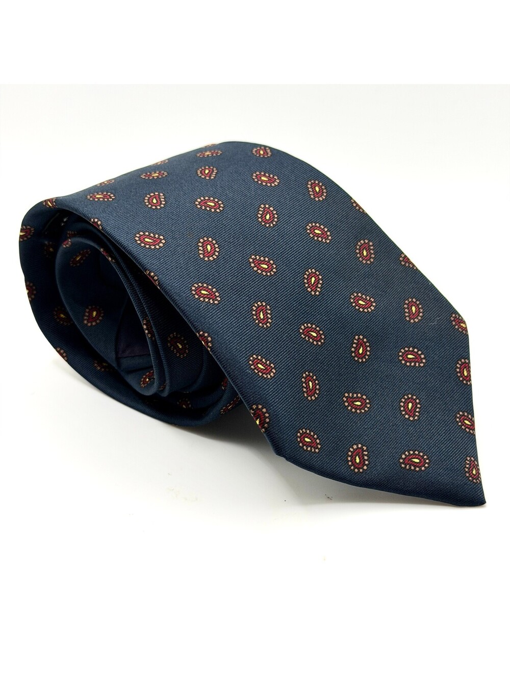 Vintage 90s Barneys New York Navy Blue Silk Paisley Necktie